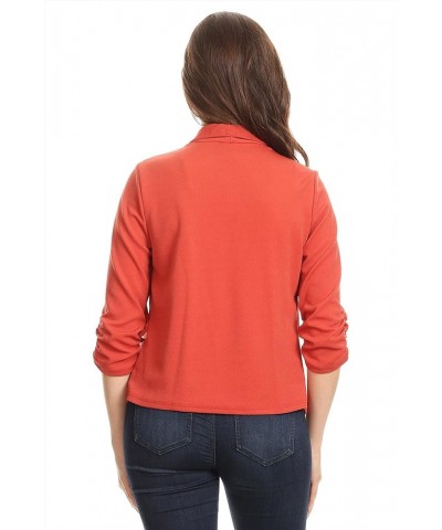 Women's Casual 3/4 Sleeve Open Front Cardigan Jacket Work Office Blazer with Plus Size Hbl00002 Rust $10.48 Blazers