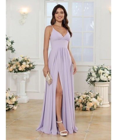 Women's Spaghetti Strap Bridesmaid Dresses Long with Slit Ruched Formal Party Dress with Pockets CM255 Mint $22.08 Dresses