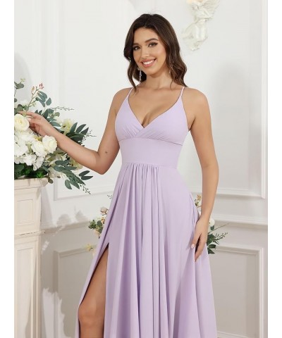 Women's Spaghetti Strap Bridesmaid Dresses Long with Slit Ruched Formal Party Dress with Pockets CM255 Mint $22.08 Dresses