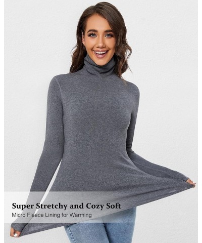 Womens Turtleneck Long Sleeve Shirts for Women Fall Winter Fashion Stretchy Base Layer Thermal Underwear Tops Grey $11.59 Und...