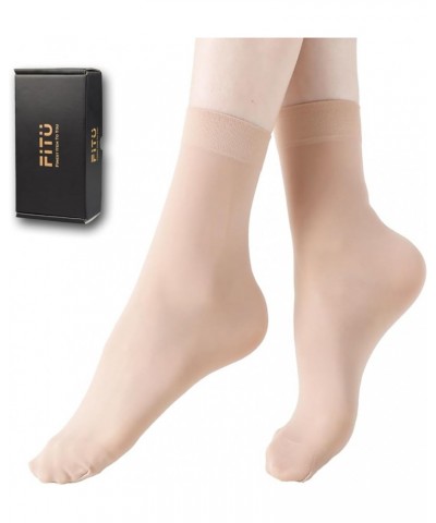 Women's 10-24 Pairs (in Gift Box) Ankle High Sheer Nylon Socks Soft Tight Hosiery with Reinforced Toe 50d 10 Pairs Beige $9.9...