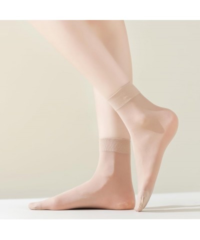 Women's 10-24 Pairs (in Gift Box) Ankle High Sheer Nylon Socks Soft Tight Hosiery with Reinforced Toe 50d 10 Pairs Beige $9.9...