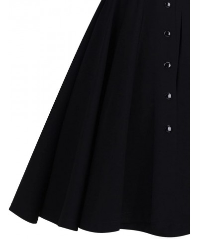 1950 Women Dress Midi Shirt Dress Cocktail Dress with Belt Ivory&black $26.99 Dresses