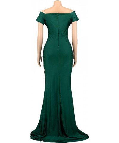 Women's Summer Off Shoulder Maxi Dress Sexy V Neck Long Sleeve Gown Cocktail Mermaid Wedding Dresses Hem Green $27.13 Dresses