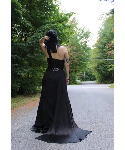 One Shoulder Satin Prom Dresses Long Wrap with Split Mermaid Pleated Formal Evening Gowns Gold $27.30 Dresses