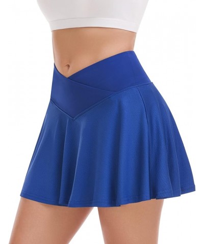 Pleated Tennis Skirt for Women with Shorts Athletic Golf Skorts with Pockets High Waisted Workout Running Skirts Z Blue-v Sty...