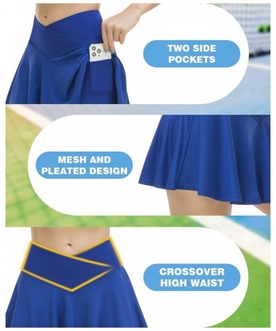 Pleated Tennis Skirt for Women with Shorts Athletic Golf Skorts with Pockets High Waisted Workout Running Skirts Z Blue-v Sty...