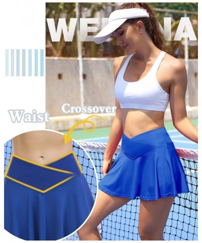 Pleated Tennis Skirt for Women with Shorts Athletic Golf Skorts with Pockets High Waisted Workout Running Skirts Z Blue-v Sty...