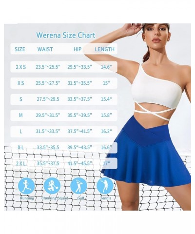 Pleated Tennis Skirt for Women with Shorts Athletic Golf Skorts with Pockets High Waisted Workout Running Skirts Z Blue-v Sty...