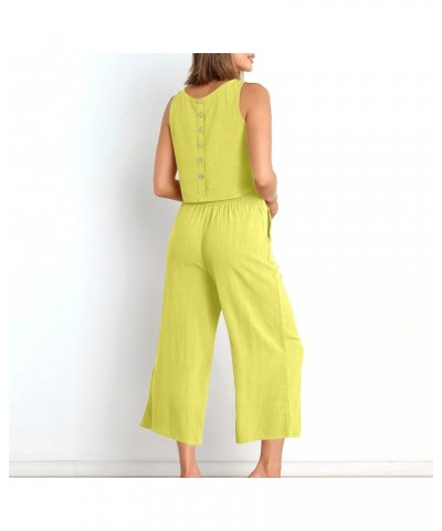 Vacation Outfits for Women Trendy 2024 2 Piece Summer Womens Travel Outfits Dressy Casual Linen Beach Outfits 03 Yellow $7.50...