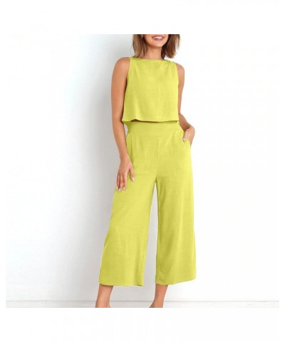 Vacation Outfits for Women Trendy 2024 2 Piece Summer Womens Travel Outfits Dressy Casual Linen Beach Outfits 03 Yellow $7.50...