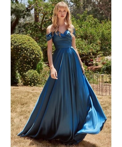 Off Shoulder Bridesmaid Dresses for Women Ruched Satin Formal Party Gown Split A Line Maxi Dress TB644 Lavender $22.55 Dresses