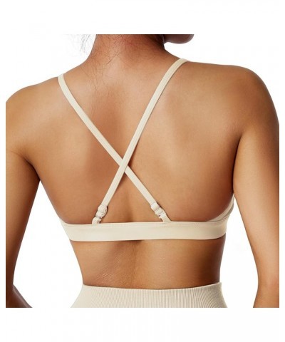 Women Workout Sports Bras Criss Cross Padded Support Yoga Bra Fitness Crop Tank Tops Beige-4 $11.79 Lingerie