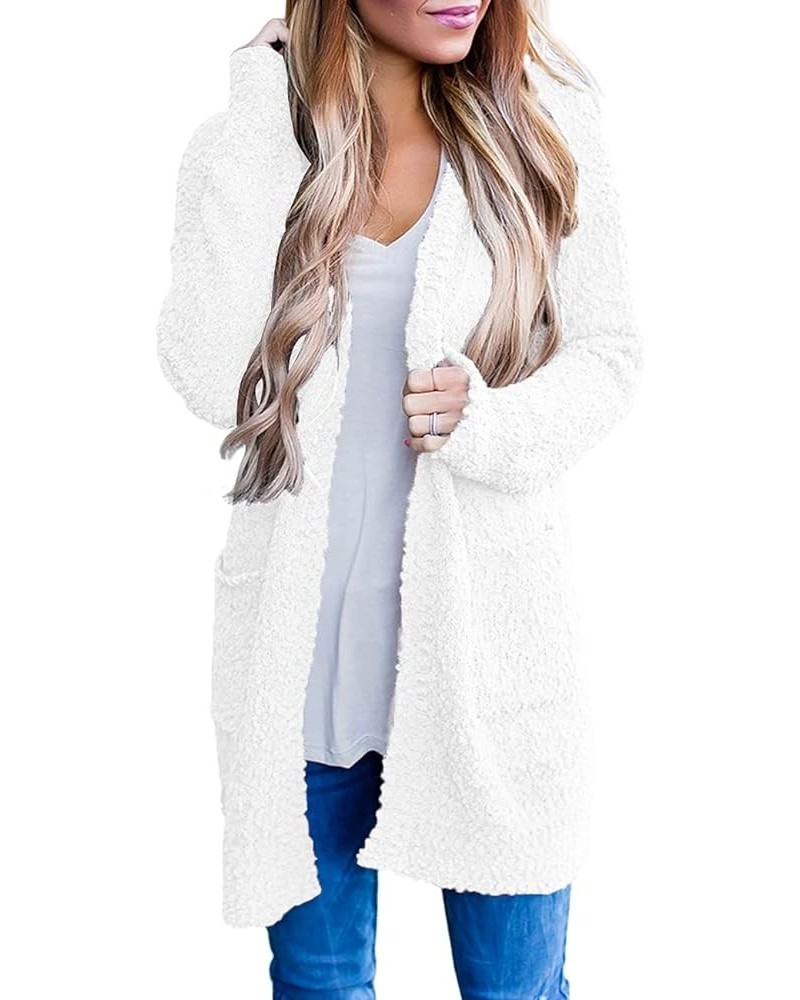 Women's Long Sleeve Soft Chunky Knit Sweater Open Front Cardigans Outwear Coat White $23.91 Sweaters