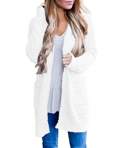 Women's Long Sleeve Soft Chunky Knit Sweater Open Front Cardigans Outwear Coat White $23.91 Sweaters