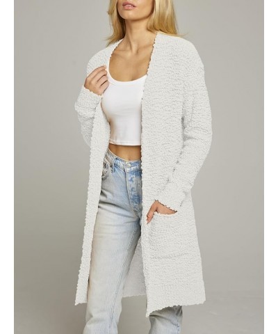 Women's Long Sleeve Soft Chunky Knit Sweater Open Front Cardigans Outwear Coat White $23.91 Sweaters