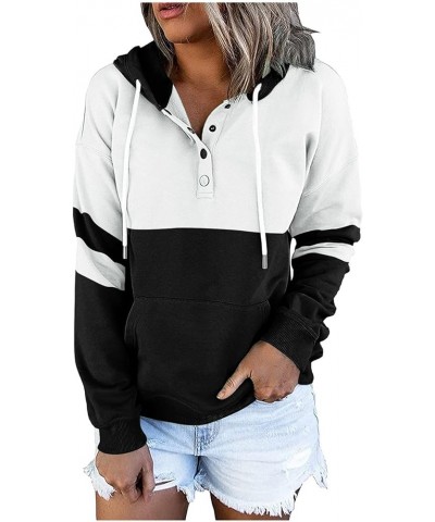 Hoodie for Women 2024 Simple Crewneck Sweatshirt Drawstring Loose Pullover 1/4 Zip Pullover Tops with Pockets 14_black $10.06...