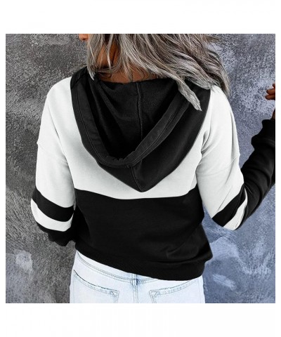 Hoodie for Women 2024 Simple Crewneck Sweatshirt Drawstring Loose Pullover 1/4 Zip Pullover Tops with Pockets 14_black $10.06...