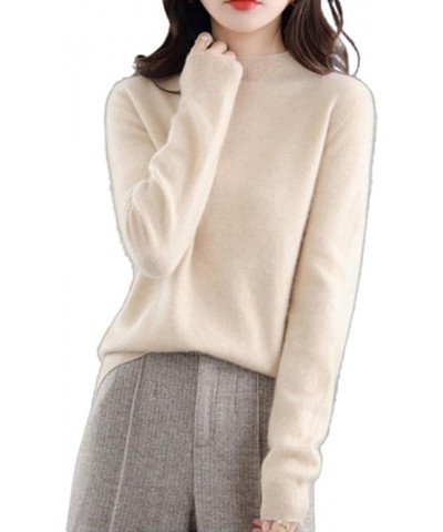 Cashmere Sweaters for Women,Soft Cozy Pullover,Cashmere Long Sleeve Crewneck Fall Winter Sweaters Beige $15.74 Sweaters