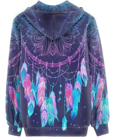 Aztec Tribal Horse Women Casual Zip Up Hooded Pixel Swirl Magenta Azure Turquoise Hawaii Sweatshirt Hoodies XS-5XL Purple Dre...