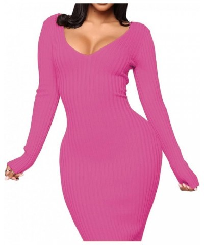 Women's Off Shoulder Long Sleeves Bodycon Sweater Dress Sexy Knit Slim Cardigans 753rose $16.10 Dresses