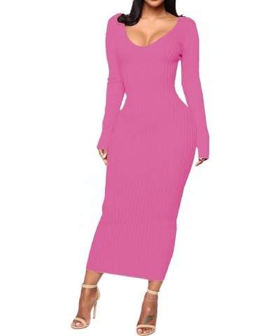 Women's Off Shoulder Long Sleeves Bodycon Sweater Dress Sexy Knit Slim Cardigans 753rose $16.10 Dresses