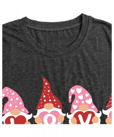 Valentine's Day T-Shirt for Women Gnome Shirts Cute Buffalo Plaid Love Heart Graphic Printed Tees Tops Dark Grey2 $11.79 T-Sh...