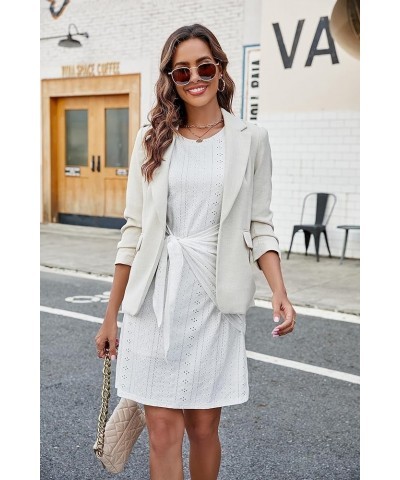 Womens Work Dresses T Shirt Dress Short Sleeve Dress Eyelet Casual Fall Dresses 2023 White $11.75 Dresses