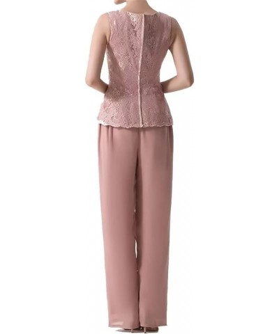 3 Pieces Mother of The Bride Dresses Pant Suits with Jacket Chiffon Lace Long Formal Evening Dress Lilac $25.42 Suits