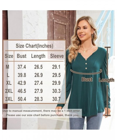 Womens Casual Fall Top V Neck Loose Tunic Button Pleated Blouses Blue - Lily $12.50 Blouses