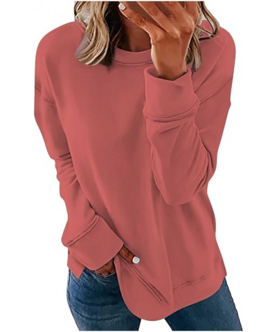 Plus Size Tops,Women'S Regular Solid Color Round Neck Long Sleeve Sweatshirt Basic Going Out Pullover Tunic 2-pink $9.27 Tops