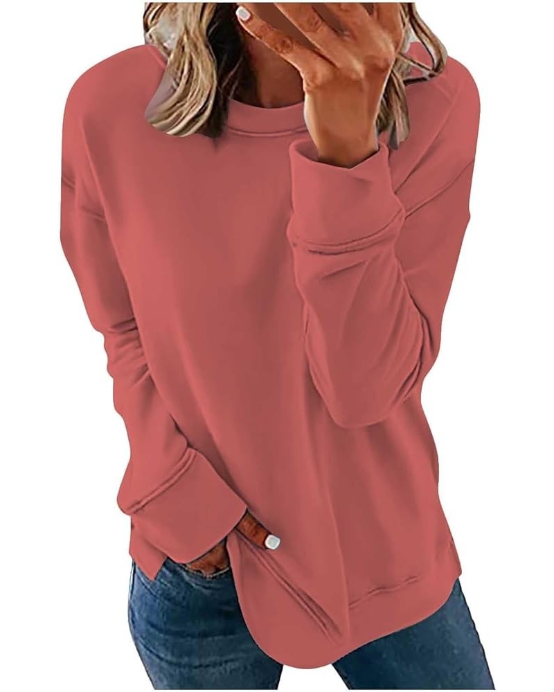 Plus Size Tops,Women'S Regular Solid Color Round Neck Long Sleeve Sweatshirt Basic Going Out Pullover Tunic 2-pink $9.27 Tops