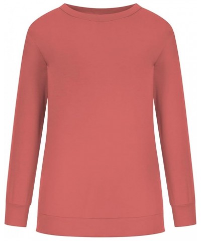 Plus Size Tops,Women'S Regular Solid Color Round Neck Long Sleeve Sweatshirt Basic Going Out Pullover Tunic 2-pink $9.27 Tops