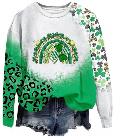 St. Patrick's Day Sweatshirts for Women Trendy 2024 Womens Sweatshirt No Hood Holiday Shirts Crewneck Tops 10 Green $7.27 Act...