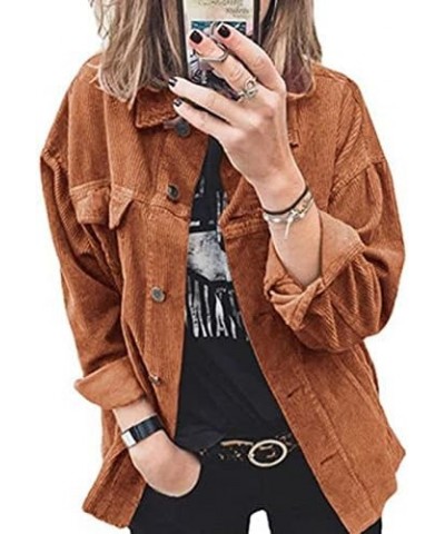 Women Long Sleeve Button Down T-shirt Blouse Coffee $9.87 Blouses