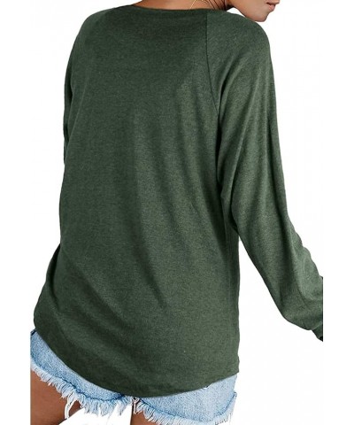 Womens Tunics Tops Fall Long Sleeve Loose Fit Casual Pullover Shirts 03 Green $16.79 Tops