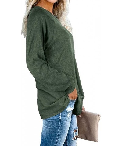 Womens Tunics Tops Fall Long Sleeve Loose Fit Casual Pullover Shirts 03 Green $16.79 Tops