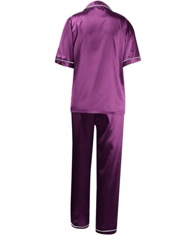 Silk Pajamas for Women Set Sexy Womens Pajama Sets Sexy With Robe Night Shirts for Women Sleepwear Purple 1 $18.75 Sleep & Lo...