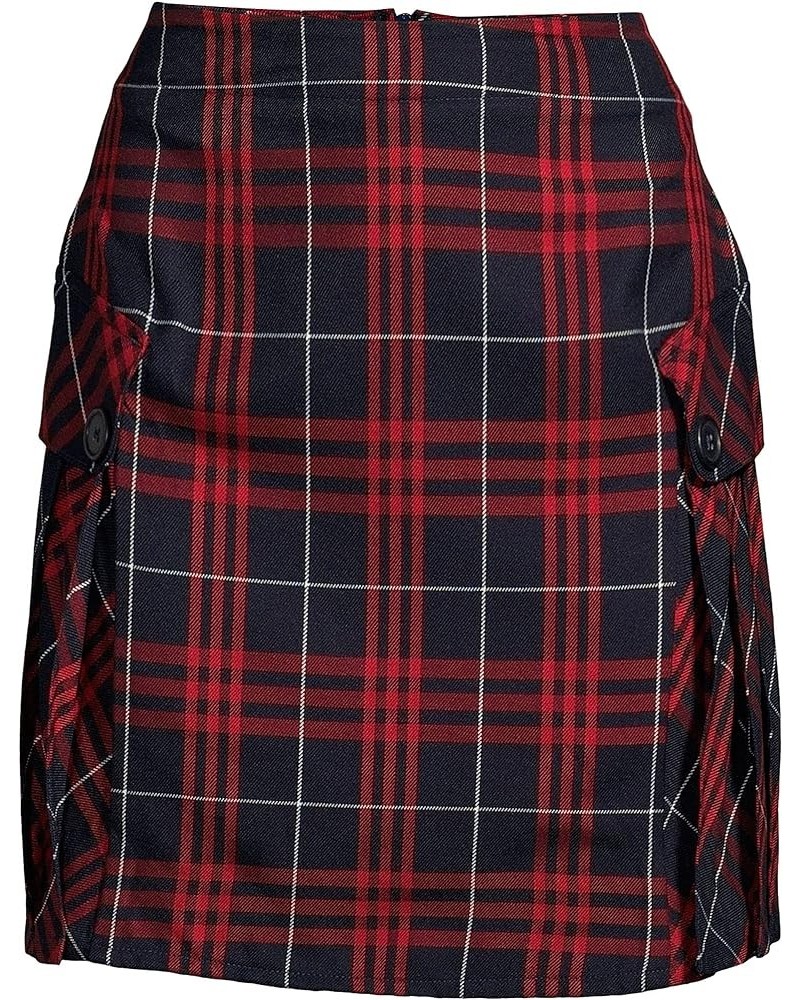 School Uniform Young Women's Side Pleat Plaid Skort Above The Knee Classic Navy Large Plaid $18.64 Uniforms