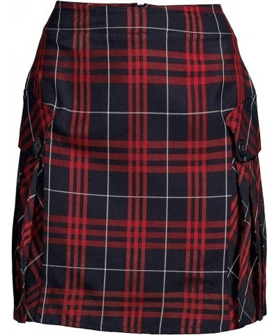 School Uniform Young Women's Side Pleat Plaid Skort Above The Knee Classic Navy Large Plaid $18.64 Uniforms