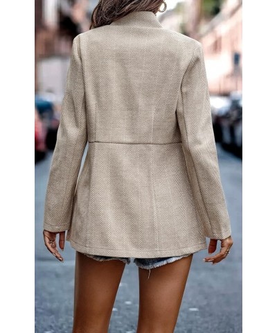 Women's Coat Casual Open Front Blazer Long Sleeve Stand Collar Solid Trench Business Work Office Jacket Outwear Beige $31.34 ...