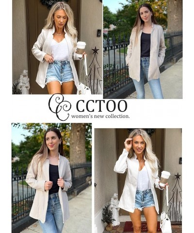 Women's Coat Casual Open Front Blazer Long Sleeve Stand Collar Solid Trench Business Work Office Jacket Outwear Beige $31.34 ...