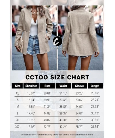 Women's Coat Casual Open Front Blazer Long Sleeve Stand Collar Solid Trench Business Work Office Jacket Outwear Beige $31.34 ...