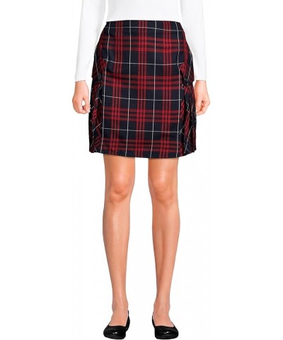 School Uniform Young Women's Side Pleat Plaid Skort Above The Knee Classic Navy Large Plaid $18.64 Uniforms