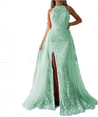 Women's Lace Formal Prom Gowns Mermaid Side-Slit Evening Gowns Style2 Mint Green $38.75 Dresses