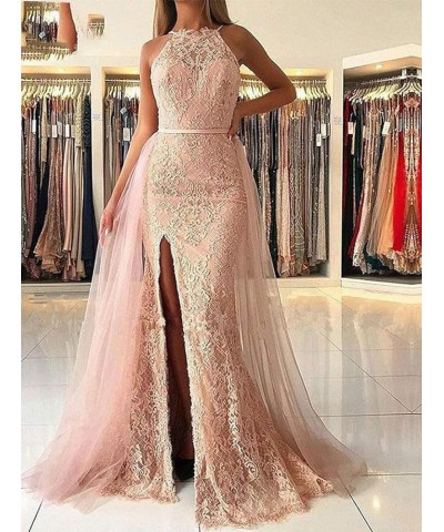 Women's Lace Formal Prom Gowns Mermaid Side-Slit Evening Gowns Style2 Mint Green $38.75 Dresses