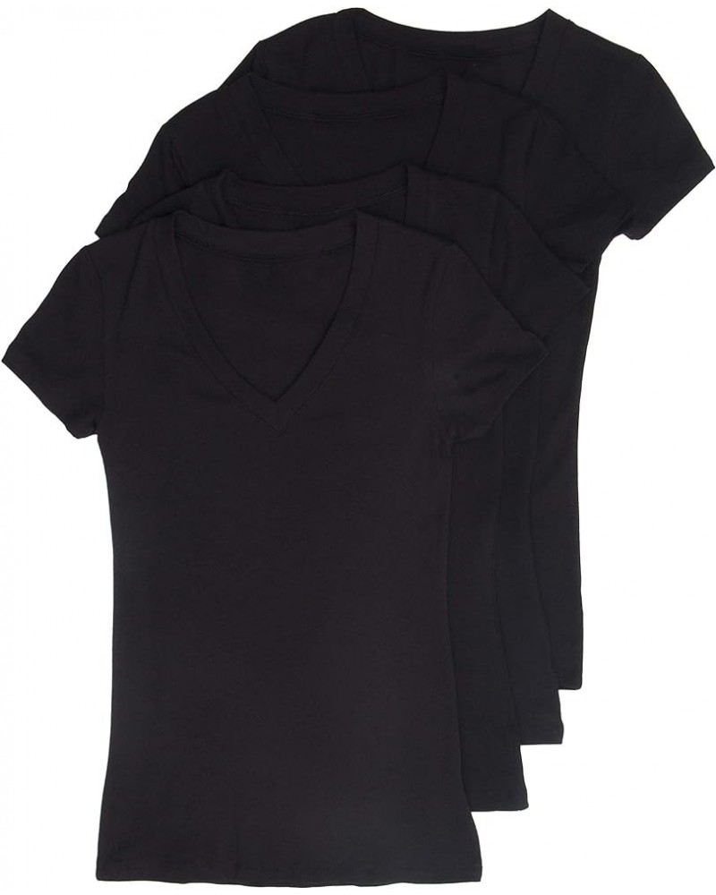 3 Pack, 4 Pack, 6 Pack V Neck Shirts for Women Short Sleeve T-Shirts Black 4 Pcs $20.70 T-Shirts