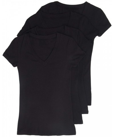 3 Pack, 4 Pack, 6 Pack V Neck Shirts for Women Short Sleeve T-Shirts Black 4 Pcs $20.70 T-Shirts