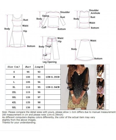 Sequin Sheer Mesh Ladies Dress V Neck Plus Size Women's Long Sleeve Bodycon Mock Mini Dresses (Color : H, Size : L/Large) S/S...