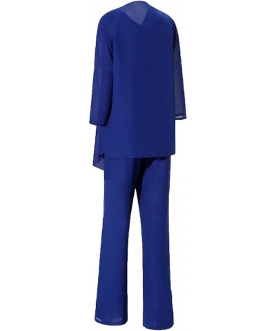 3 Pieces Mother of The Bride Dress Pant Suits Lace Evening Formal Dress Chiffon Wedding Guest Groom Dress Women's Royal Blue ...